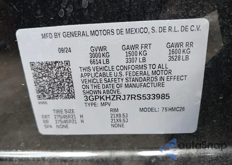 2024 Honda Prologue Elite z USA, uszkodzony, nr VIN 3GPKHZRJ7RS533985